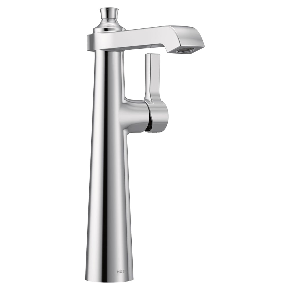 Robinet de lavabo de salle de bain à poignée unique Flara en chrome (drain non inclus; valve incluse)