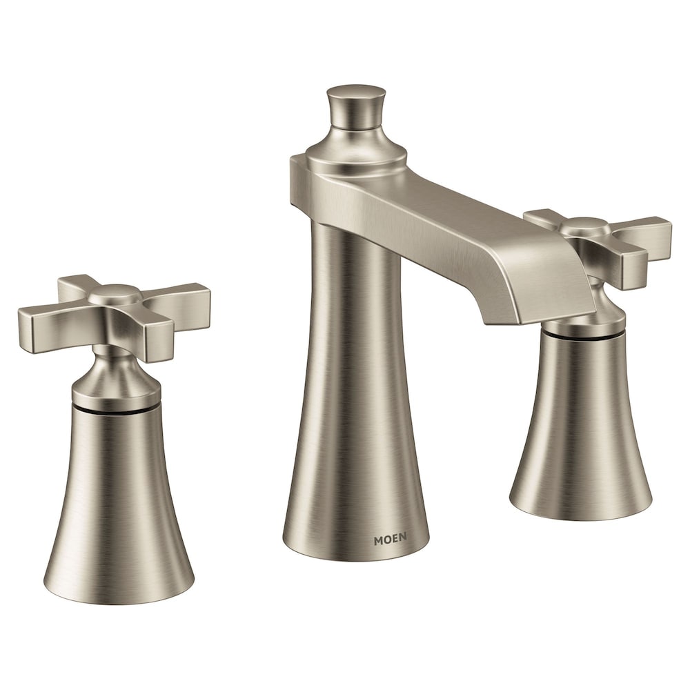 Robinet de lavabo de salle de bain à 2 poignées Flara de 8 à 16 pouces en nickel brossé (drain inclus; valve non incluse)