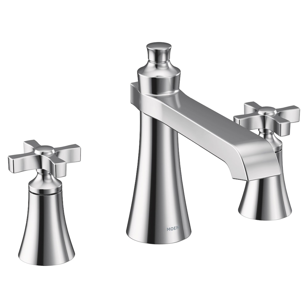 Robinet de baignoire romaine à montage sur pont Flara 2-H avec poignées croisées en chrome (robinet vendu séparément)