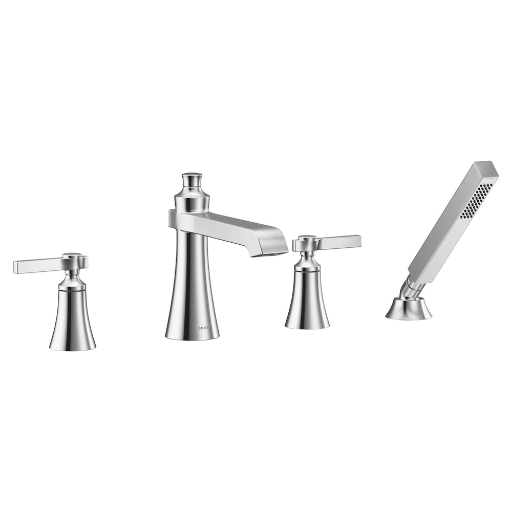 Robinet de baignoire romaine à montage sur pont Flara 2-H avec HS et poignées à levier en chrome (robinet vendu séparément)