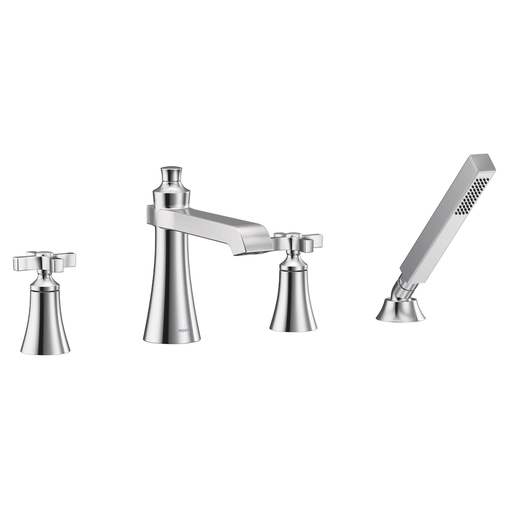 Robinet de baignoire romaine à montage sur pont Flara 2-H avec poignées HS et croisées en chrome (robinet vendu séparément)