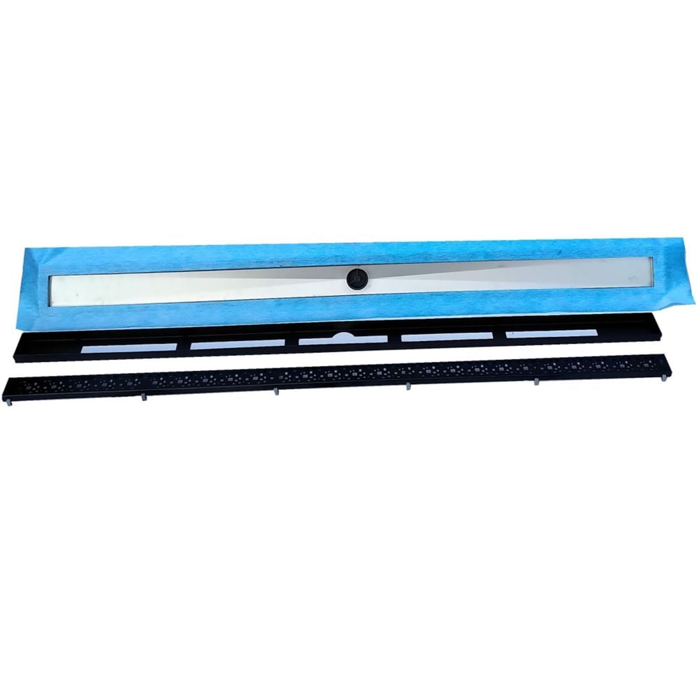36x60-inch Rectangular Shower Kit with 24-inch Linear Center drain in Black