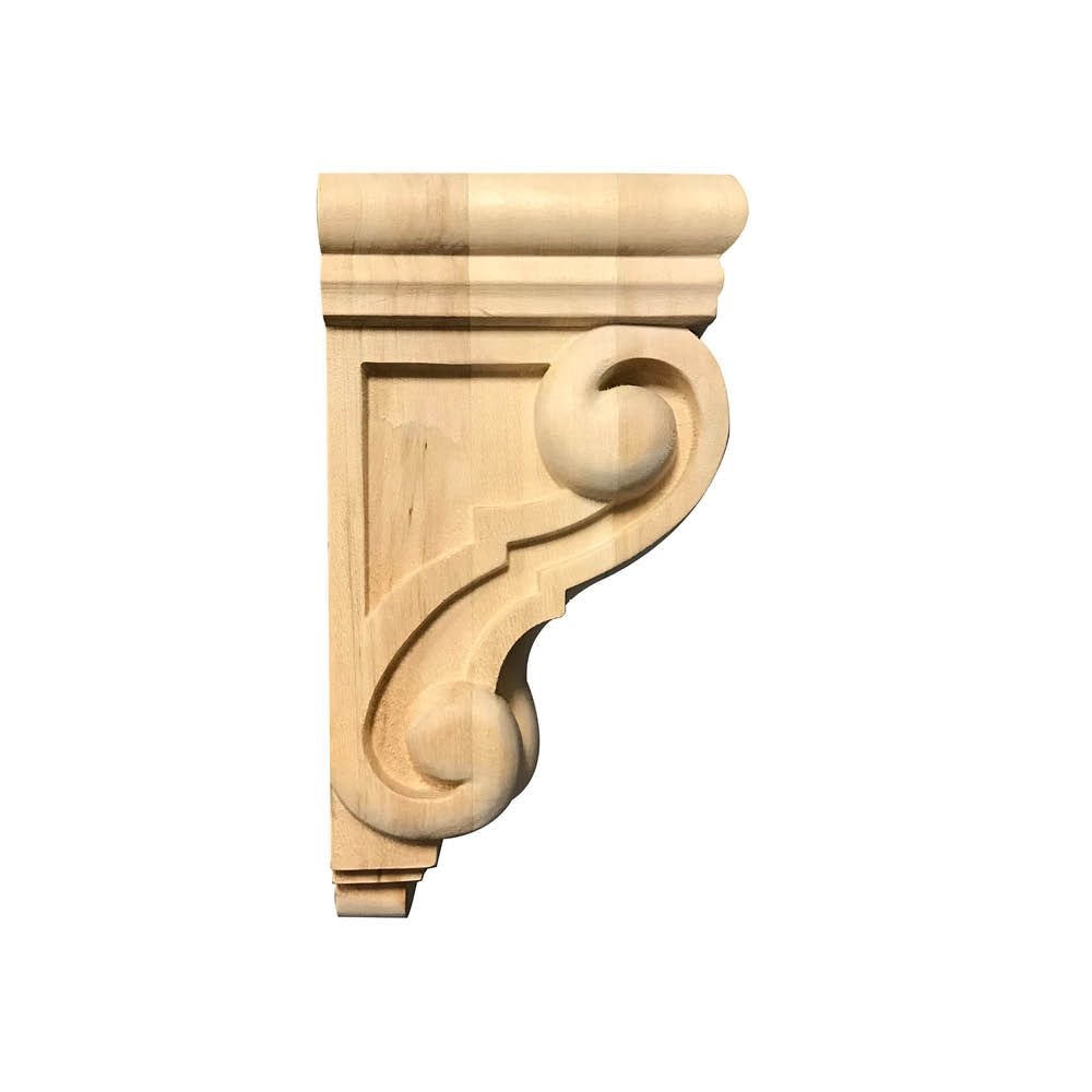 9.5-inch x 5.5-inch x 4.5-inch Unfinished Paintable Stainable Hardwood Corbel in Tan