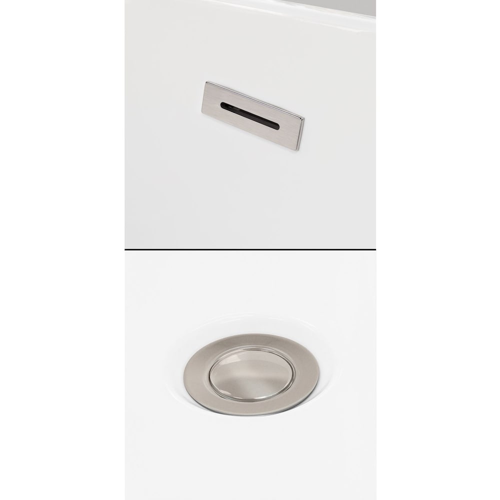 Maryam 71 inch Freestanding Bathtub in White with Floor Mounted Faucet and Trim in Brushed Nickel
