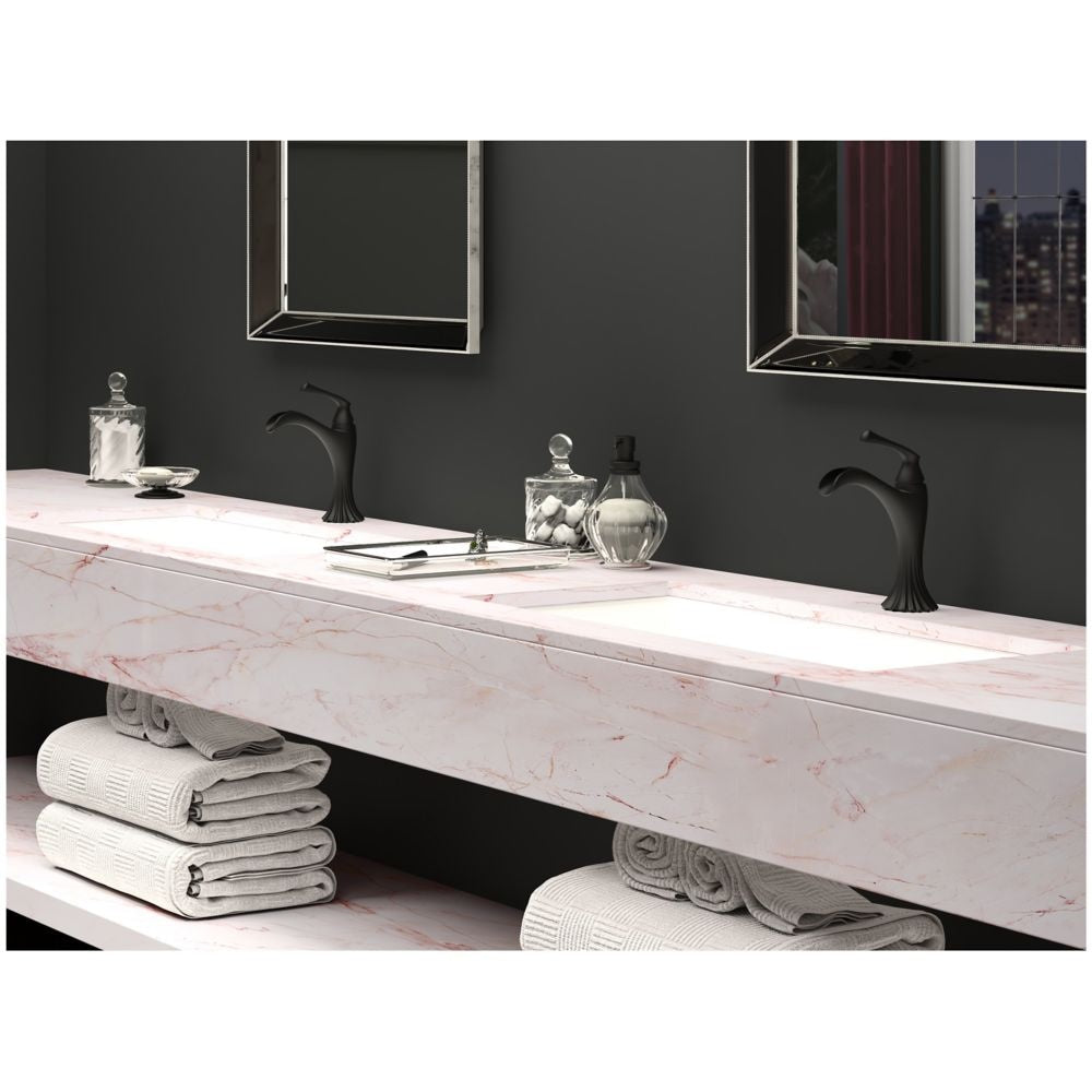 Robinet de lavabo de salle de bain monotrou à 1 poignée Rhen noir mat