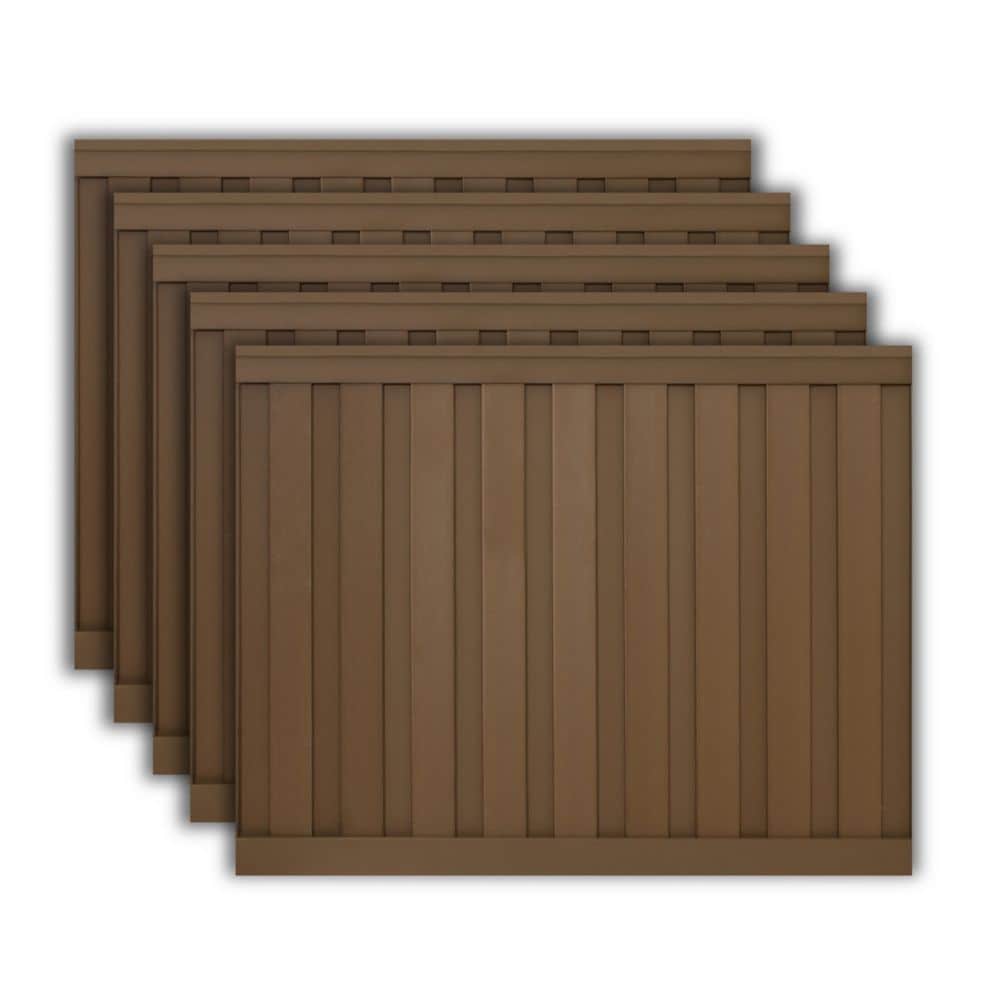 Seclusions 6' x 8' Composite Privacy Fence Panel kit (5-Pack) Saddle Brown