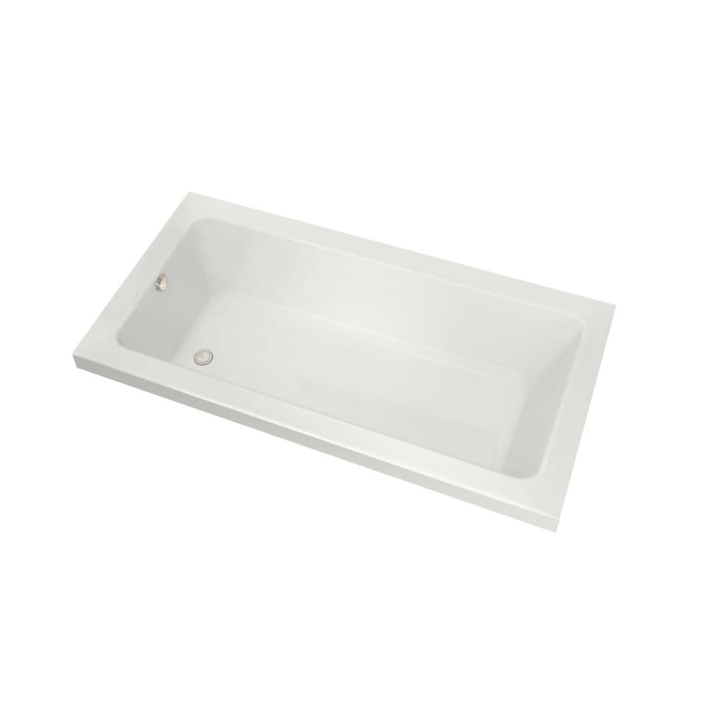 Baignoire rectangulaire en acrylique Skybox 72L x 36W x 23H, drain d'extrémité, en blanc avec hauteur de pont de 2 po, profondeur de trempage de 15 po
