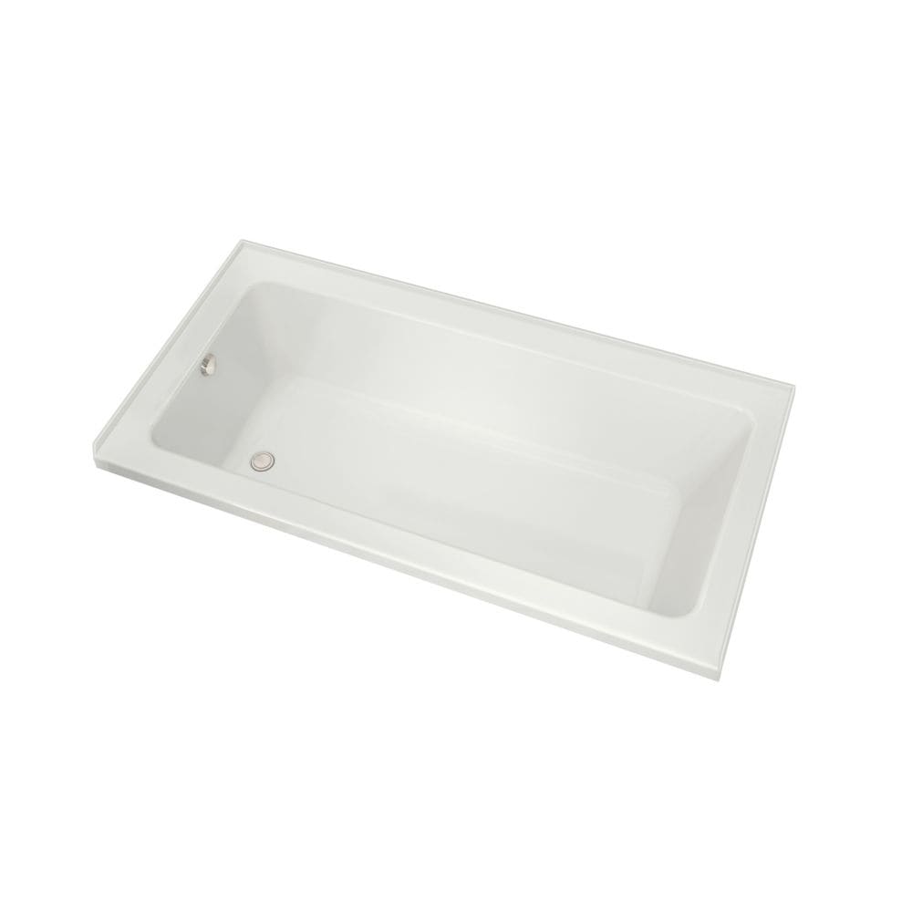 Baignoire rectangulaire en acrylique Skybox 72L x 36W x 23H, drain à gauche, en blanc avec bride de carrelage, profondeur de trempage de 15 pouces