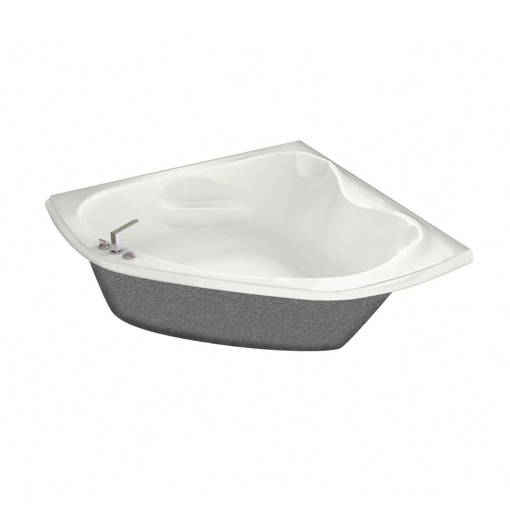 Baignoire d'angle en acrylique à encastrer Murmur 55L x 55W x 20,75H, drain d'extrémité, en blanc avec profondeur de trempage de 14 pouces
