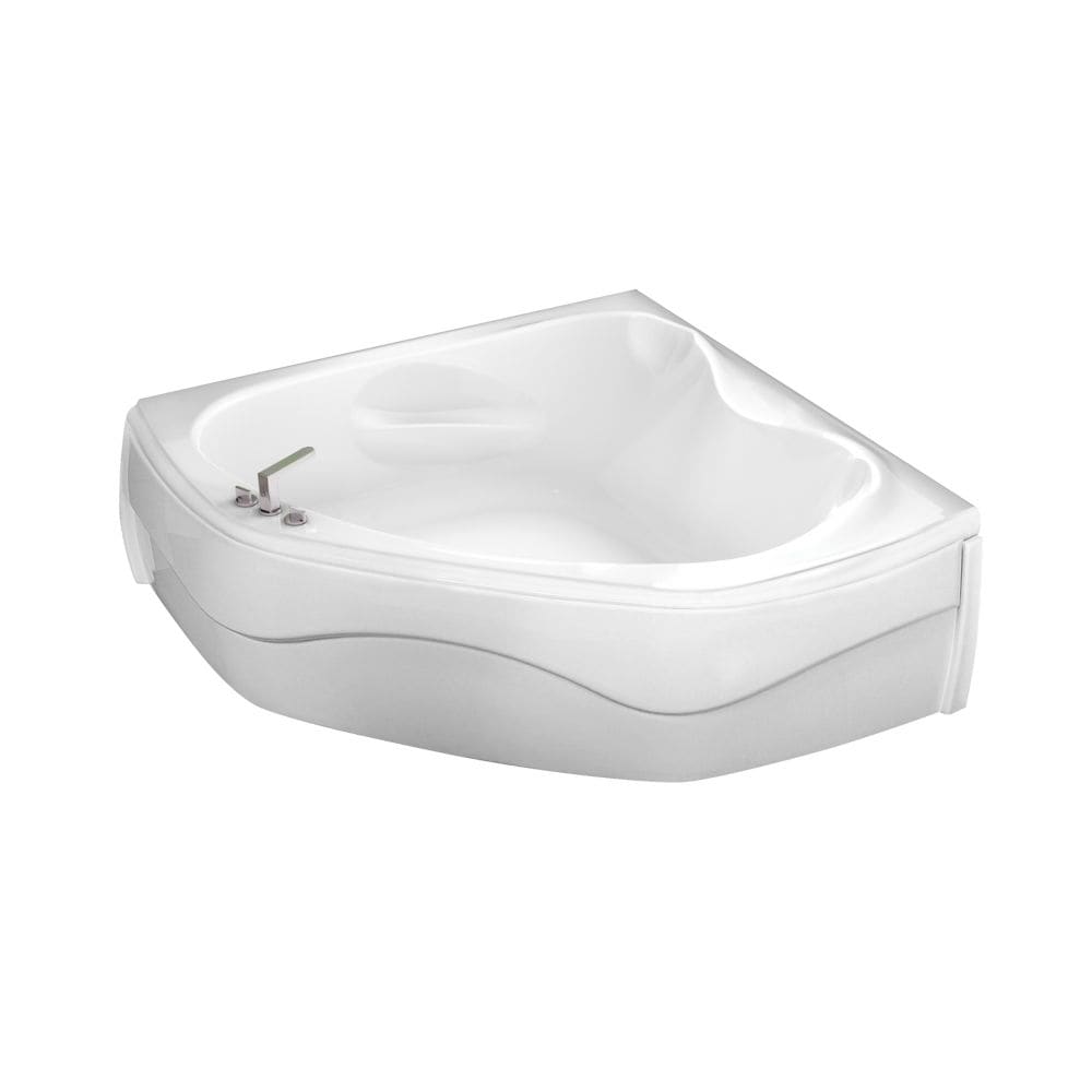 Murmur 55L x 55W x 20.75H Acrylic Drop-In Corner Bathtub, End Drain, in White with Relaxing Armrests, 14-inch Soaking Depth
