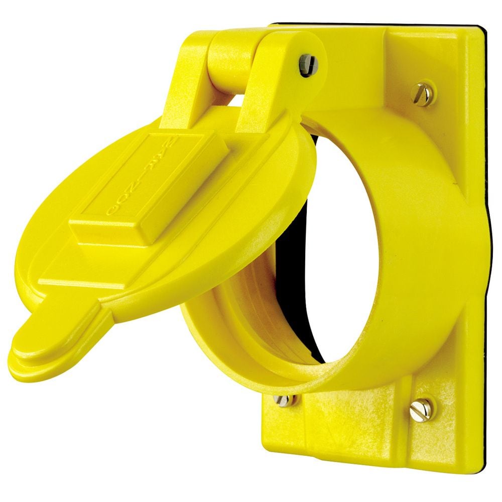 Weatherproof Receptacle Cover with Lift Lid, For 50A Corrosion Resistant Devices, Yellow