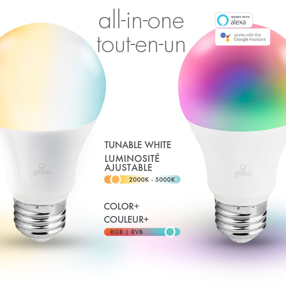 60 Watt Equivalent Wi-Fi Smart Dimmable LED Light Bulb, RGB Tunable and White