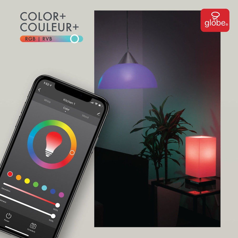 60 Watt Equivalent Wi-Fi Smart Dimmable LED Light Bulb, RGB Tunable and White