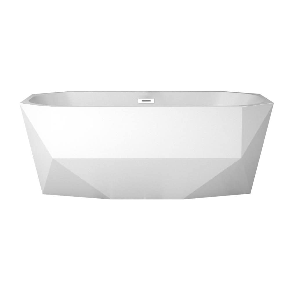 Streamline 63 inch Streamline N-10220-63FSWH-FM Soaking Freestanding Tub With Internal Drain