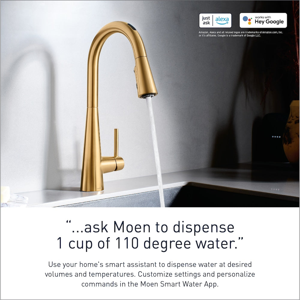 Robinet de cuisine à tirette à commande vocale sans contact intelligent et élégant en chrome