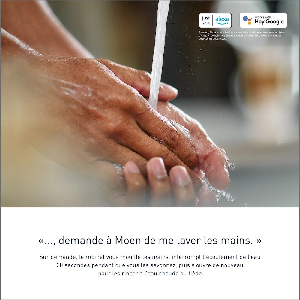 Robinet de cuisine à tirette à commande vocale sans contact intelligent Belfield en chrome