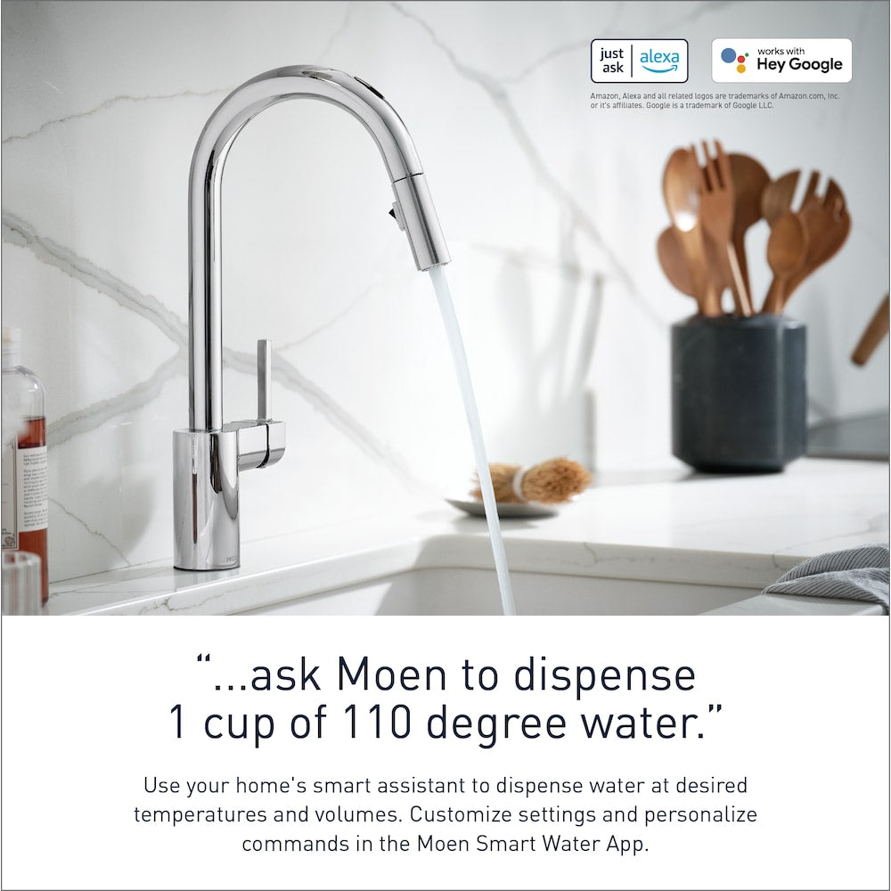 Robinet de cuisine à tirette à commande vocale sans contact intelligent Align en chrome
