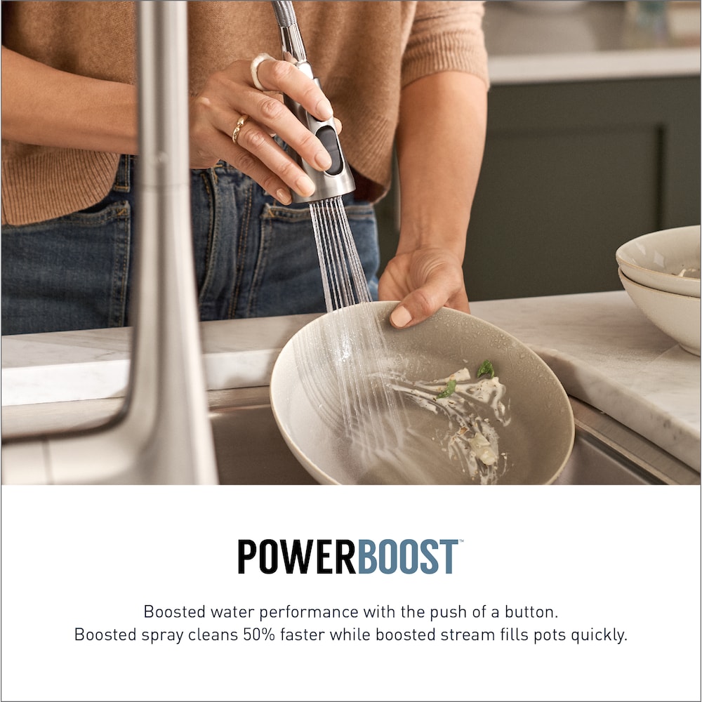 Robinet de cuisine à tirette à commande vocale sans contact intelligent Belfield en chrome