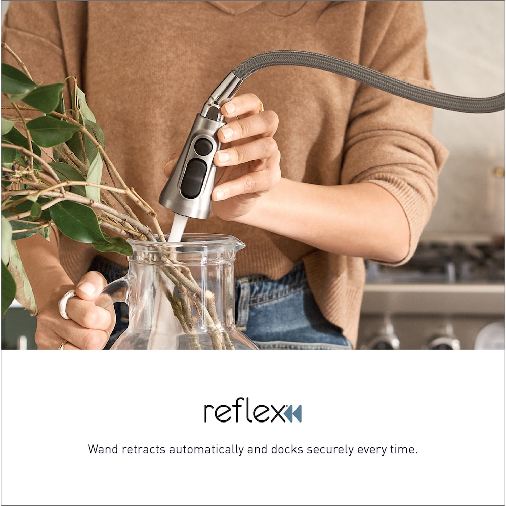 Robinet de cuisine à tirette à commande vocale sans contact intelligent Belfield en chrome