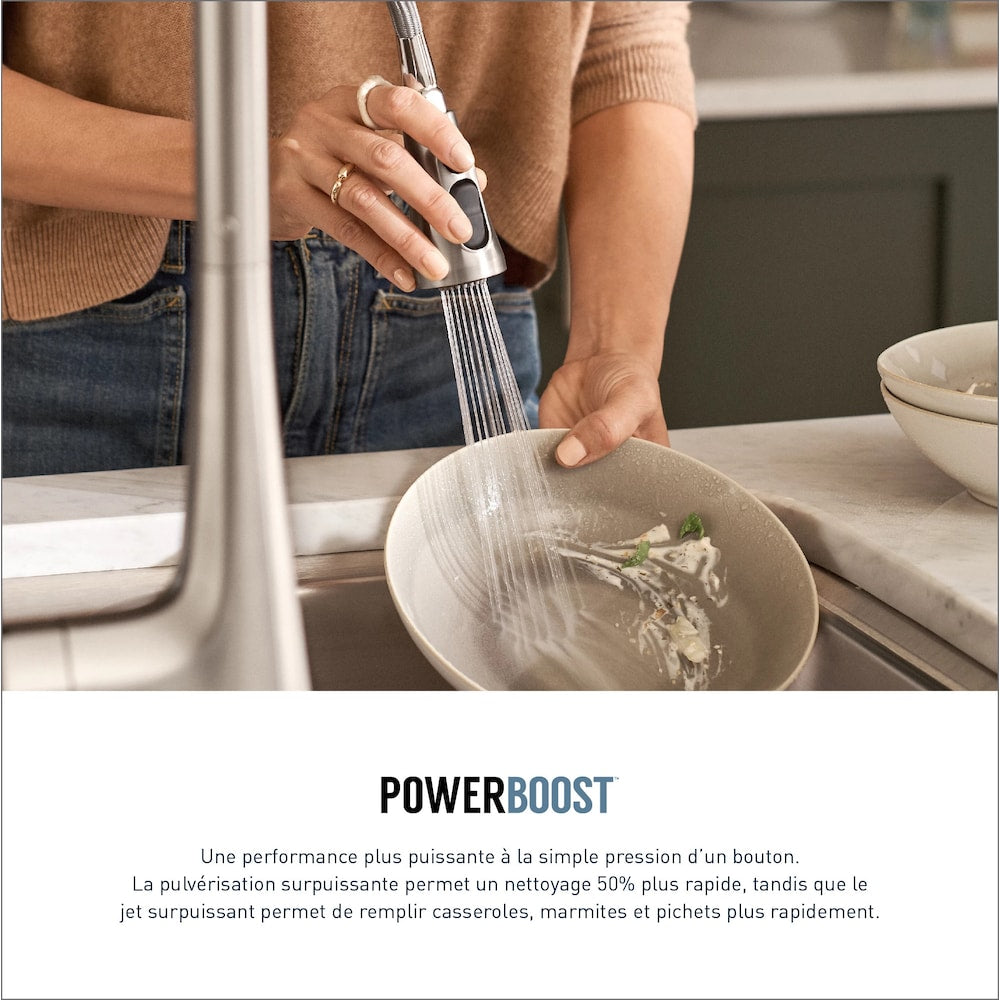 Robinet de cuisine à tirette à commande vocale sans contact intelligent Belfield en chrome