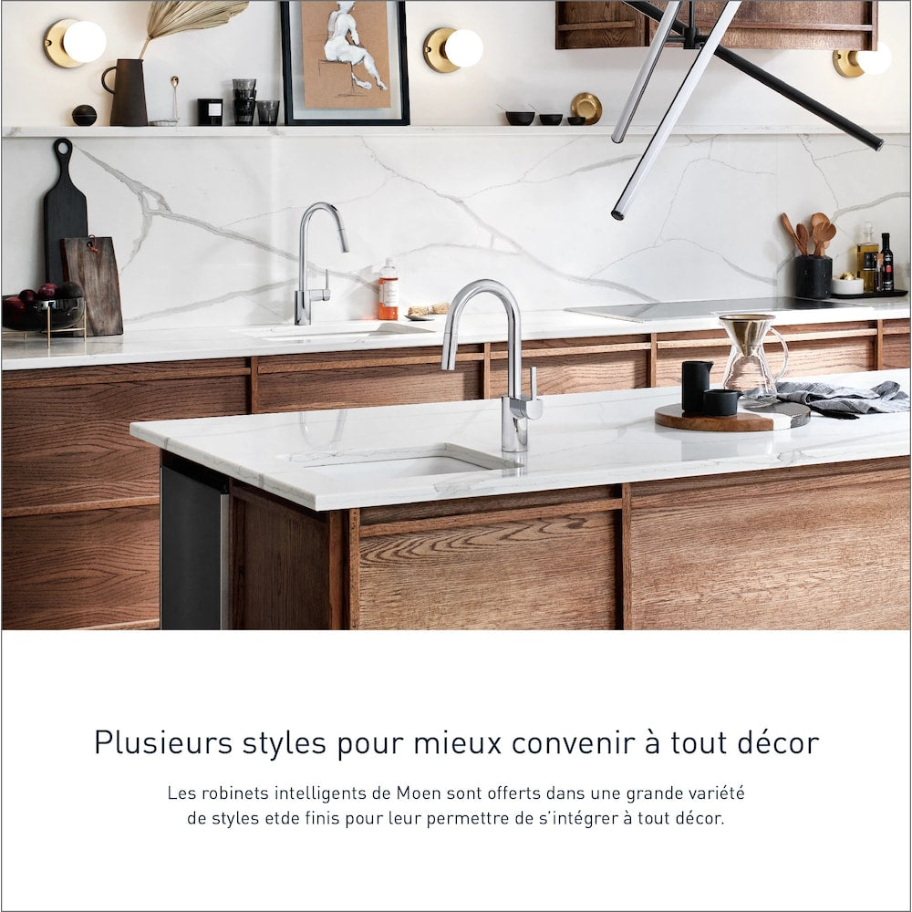 Robinet de cuisine à tirette à commande vocale sans contact intelligent Belfield en chrome