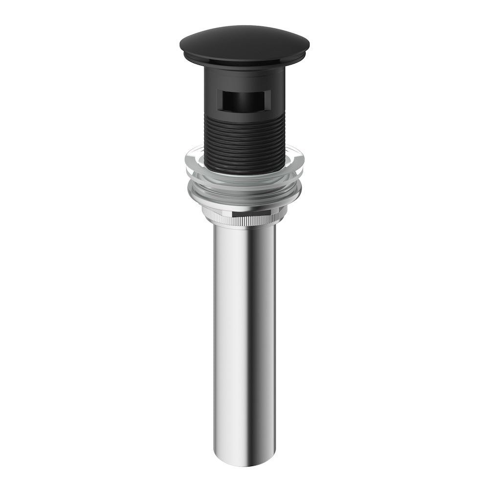 Bathroom Sink Pop-Up Drain with Overflow in Matte Black