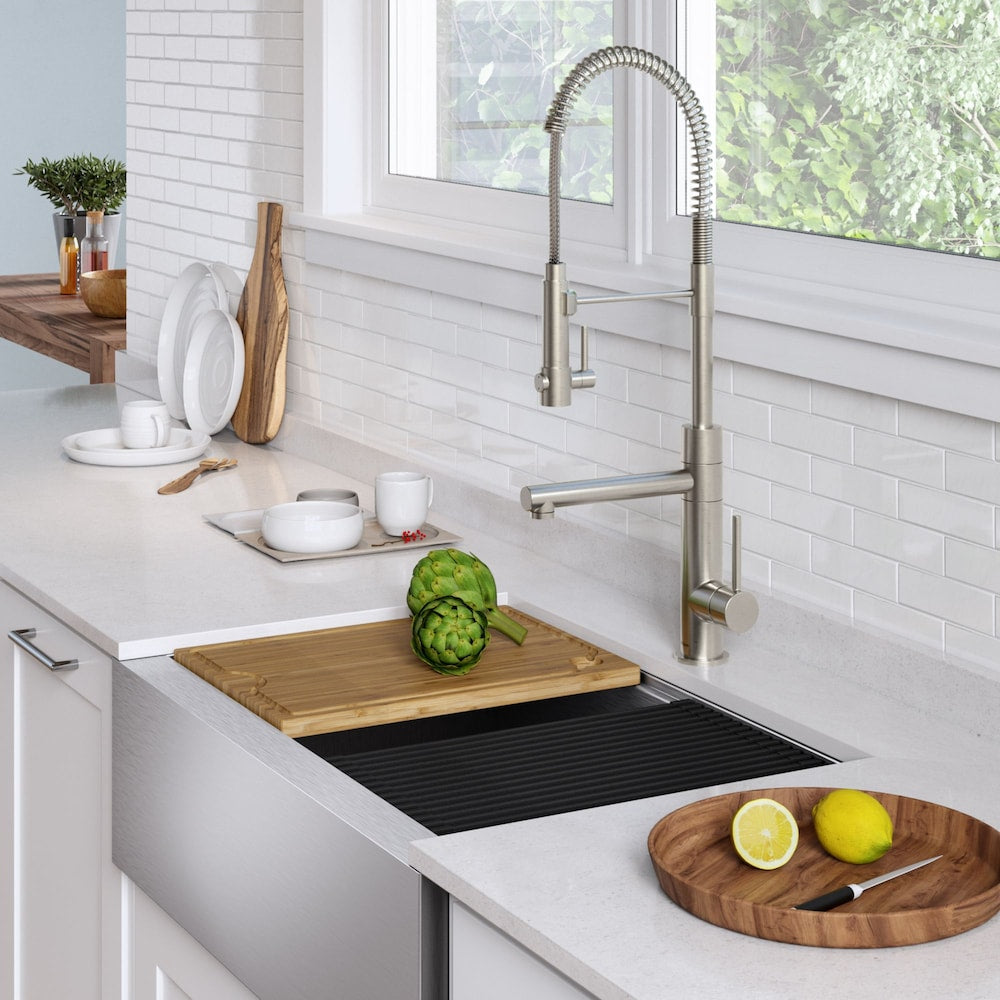 Single-Handle Kitchen Faucet with Pre-Rinse Sprayer and Pot Filler