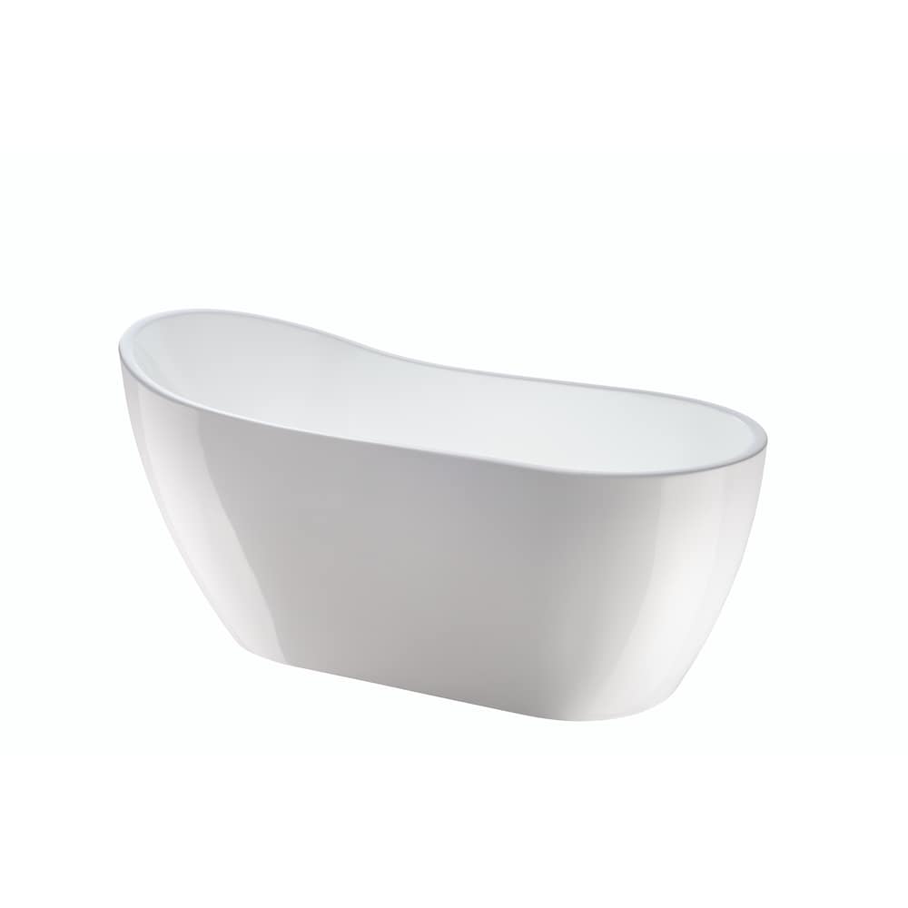 67 inch Freestanding Acrylic Bathtub With Polished Chrome Overflow & Pop-Up Drain VA6904-L