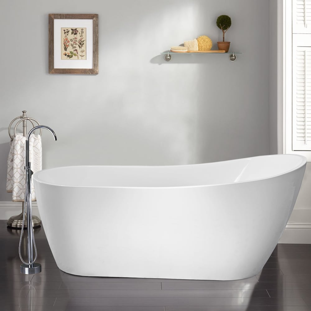 67 inch Freestanding Acrylic Bathtub With Polished Chrome Overflow & Pop-Up Drain VA6904-L