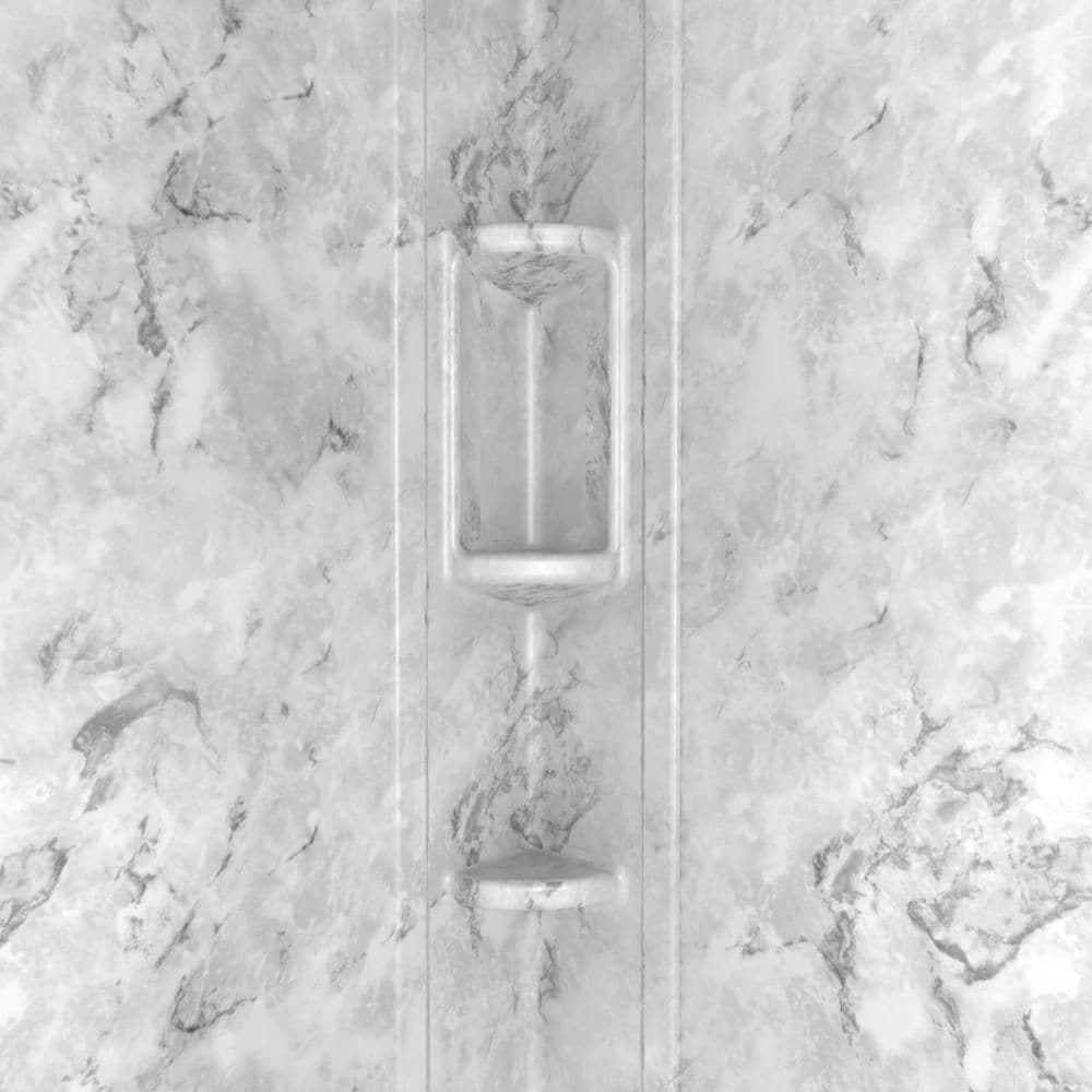 Ovation 32 in. x 60 in. x 59 in. 5-Piece Glue-Up Alcove Bath Wall Set in Silver Celestial