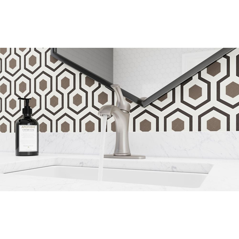 Robinet de lavabo de salle de bain en nickel brossé à poignée unique Auden à 1 ou 3 trous