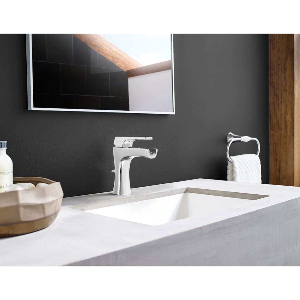 Robinet de lavabo de salle de bain à poignée unique Kelen à 1 ou 3 trous en chrome poli