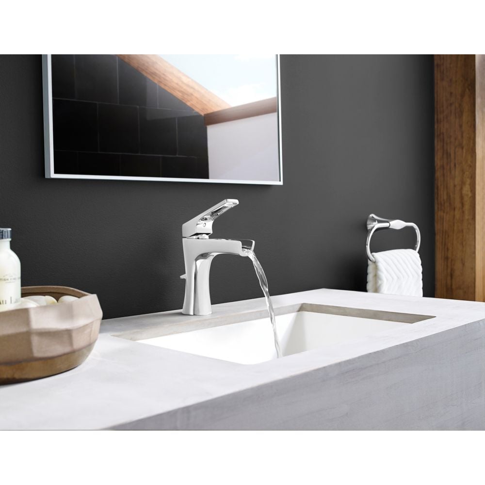 Robinet de lavabo de salle de bain à poignée unique Kelen à 1 ou 3 trous en chrome poli