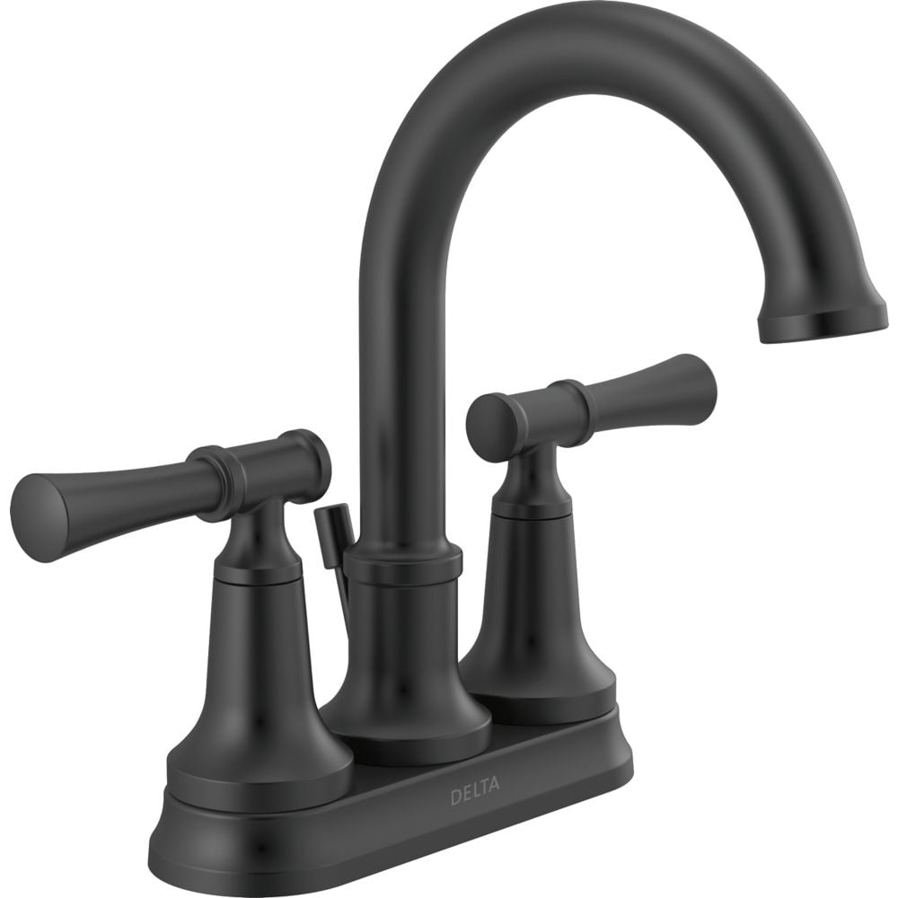Robinet de lavabo de salle de bain central à deux poignées et levier de 4 pouces de Chamberlain en noir mat