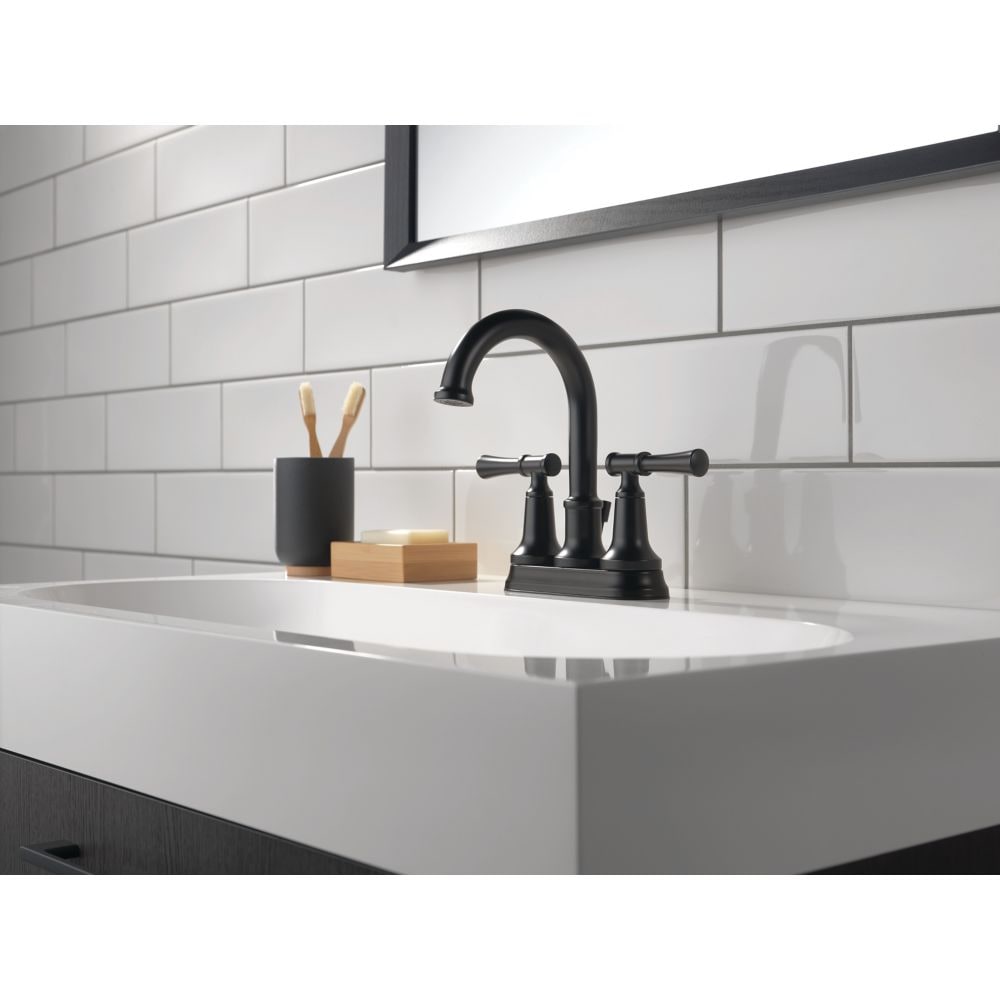 Robinet de lavabo de salle de bain central à deux poignées et levier de 4 pouces de Chamberlain en noir mat