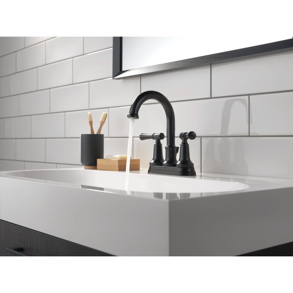 Robinet de lavabo de salle de bain central à deux poignées et levier de 4 pouces de Chamberlain en noir mat