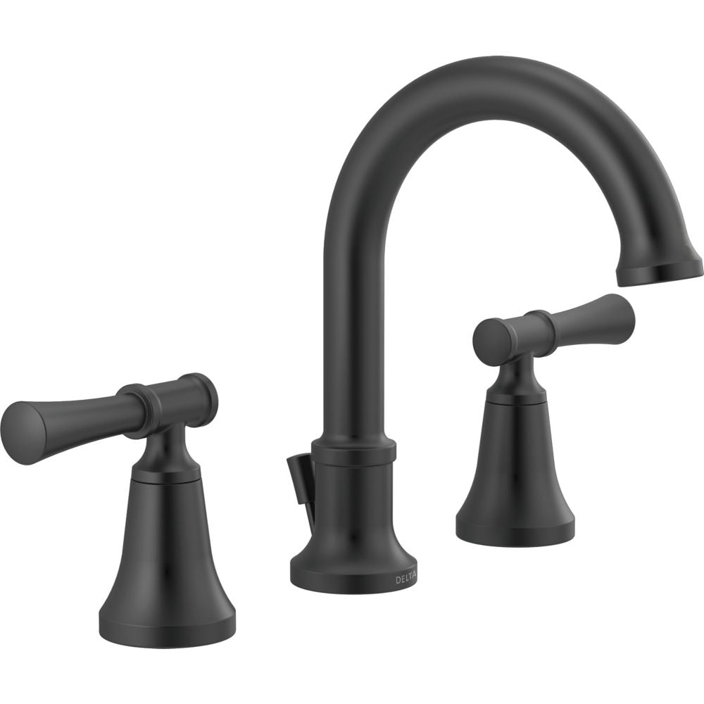 Robinet de lavabo de salle de bain à deux poignées Chamberlain de 8 pouces en noir mat