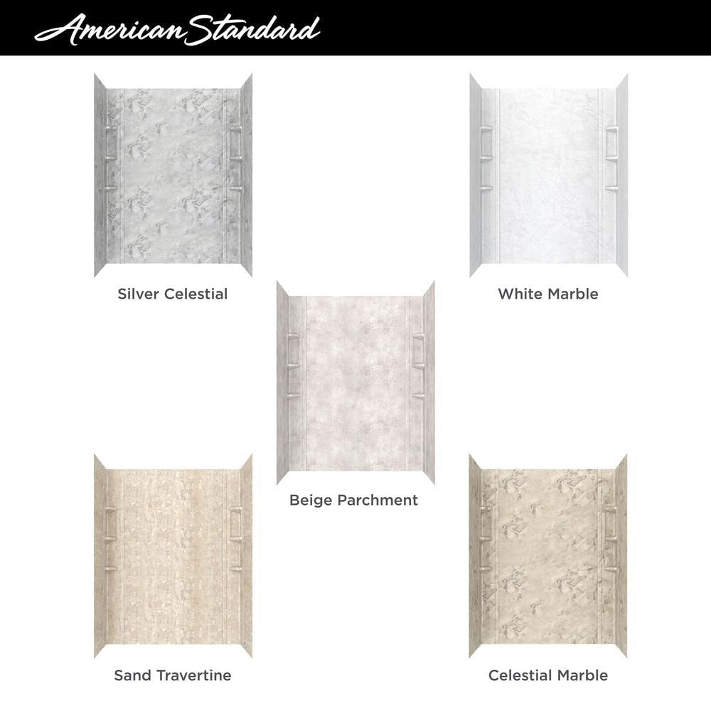 Ovation 32 in. x 60 in. x 59 in. 5-Piece Glue-Up Alcove Bath Wall Set in Celestial Marble