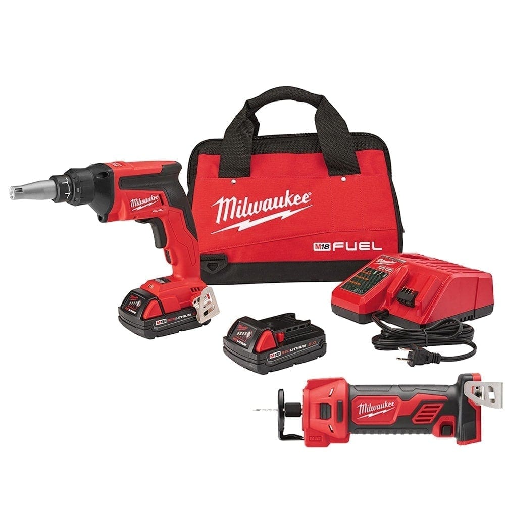 M18 FUEL 18-Volt Lithium-Ion Brushless Cordless Drywall Screw Gun Compact Kit with M18 Cutout Tool