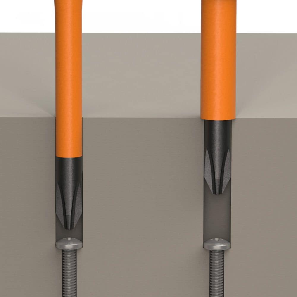 Screwdriver Set, Slim-Tip Insulated Phillips, Cabinet, Square, 4-Piece