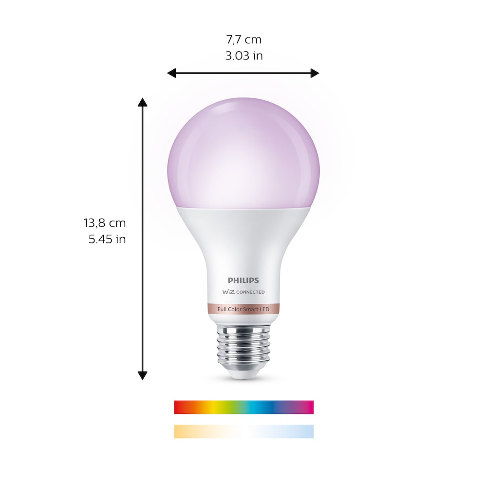 Ampoule LED intelligente A21 E26 100 W en forme de A, intensité variable, couleur et blanc réglable (2 200-6 500 K)
