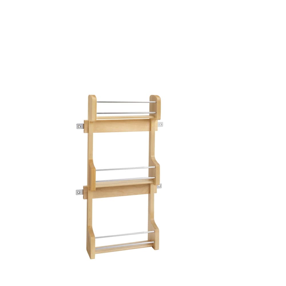 10 1/2 in (267 mm) Door Mount Wood Three-Shelf Spice Rack - Maple