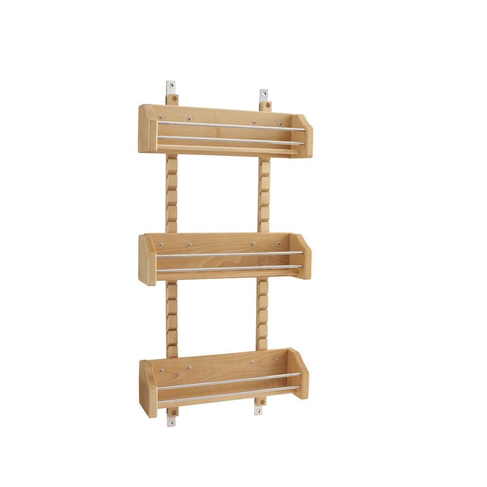 13 1/8 in (333 mm) Door Mount Wood Spice Rack with 3 adjustable shelves - Maple