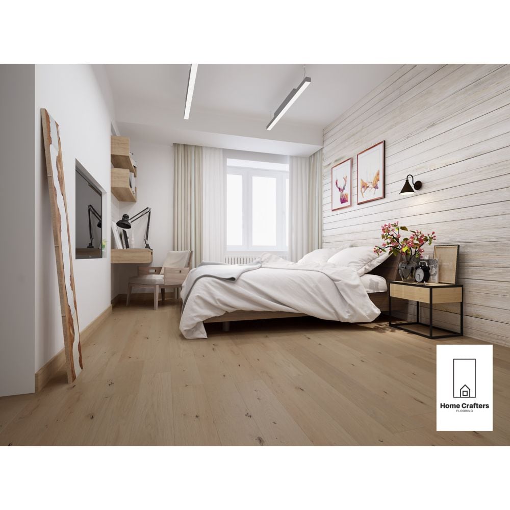 Plancher, bois d'ingénierie, motif chêne blanc sable, 3/4 po d'épaisseur x 6 1/2 po de largeur (23,11 pi2/boîte)
