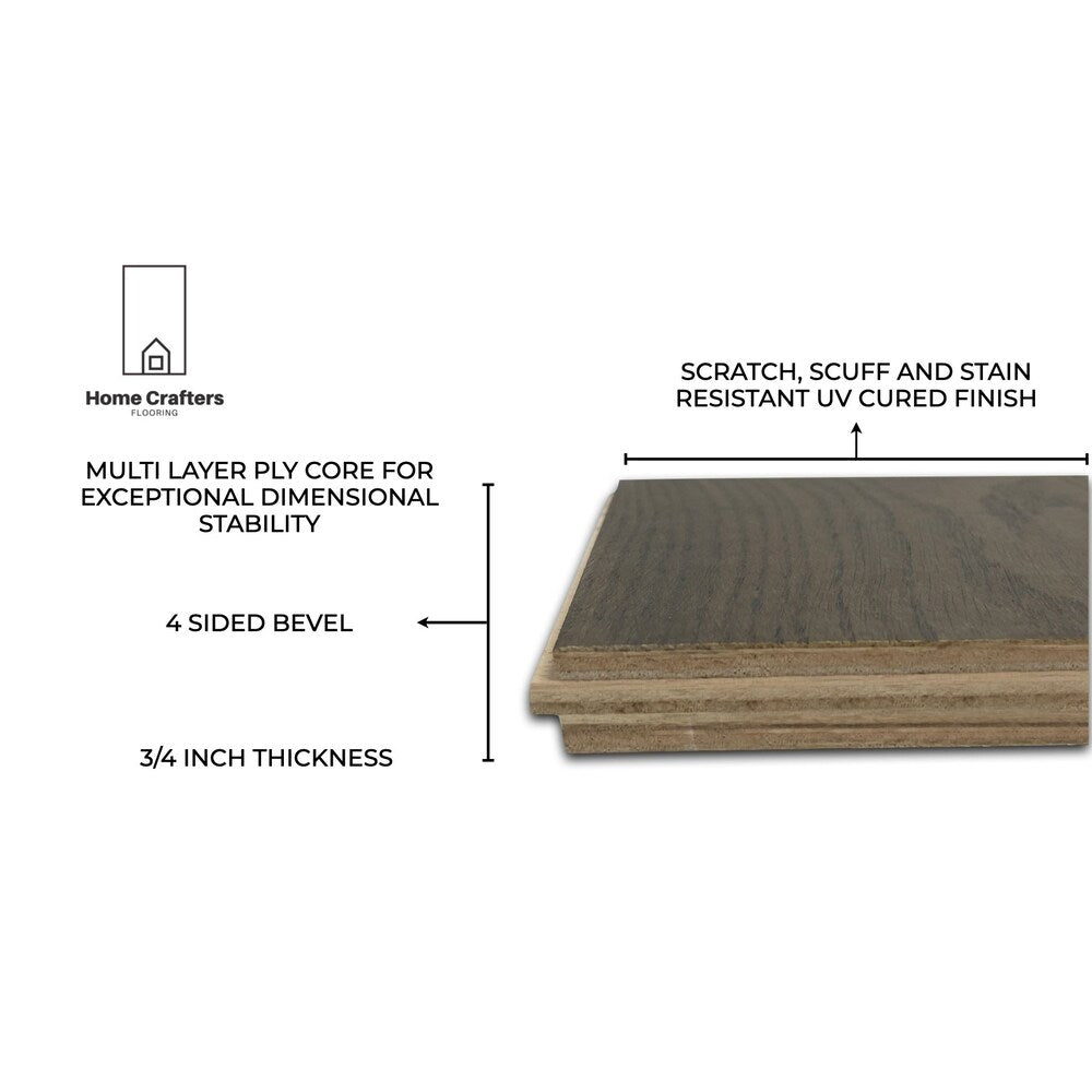 Plancher, bois d'ingénierie, 3/4 x 8 1/2 po, Chêne blanc caramel écossais ambré (20,84 pi2/boîte)