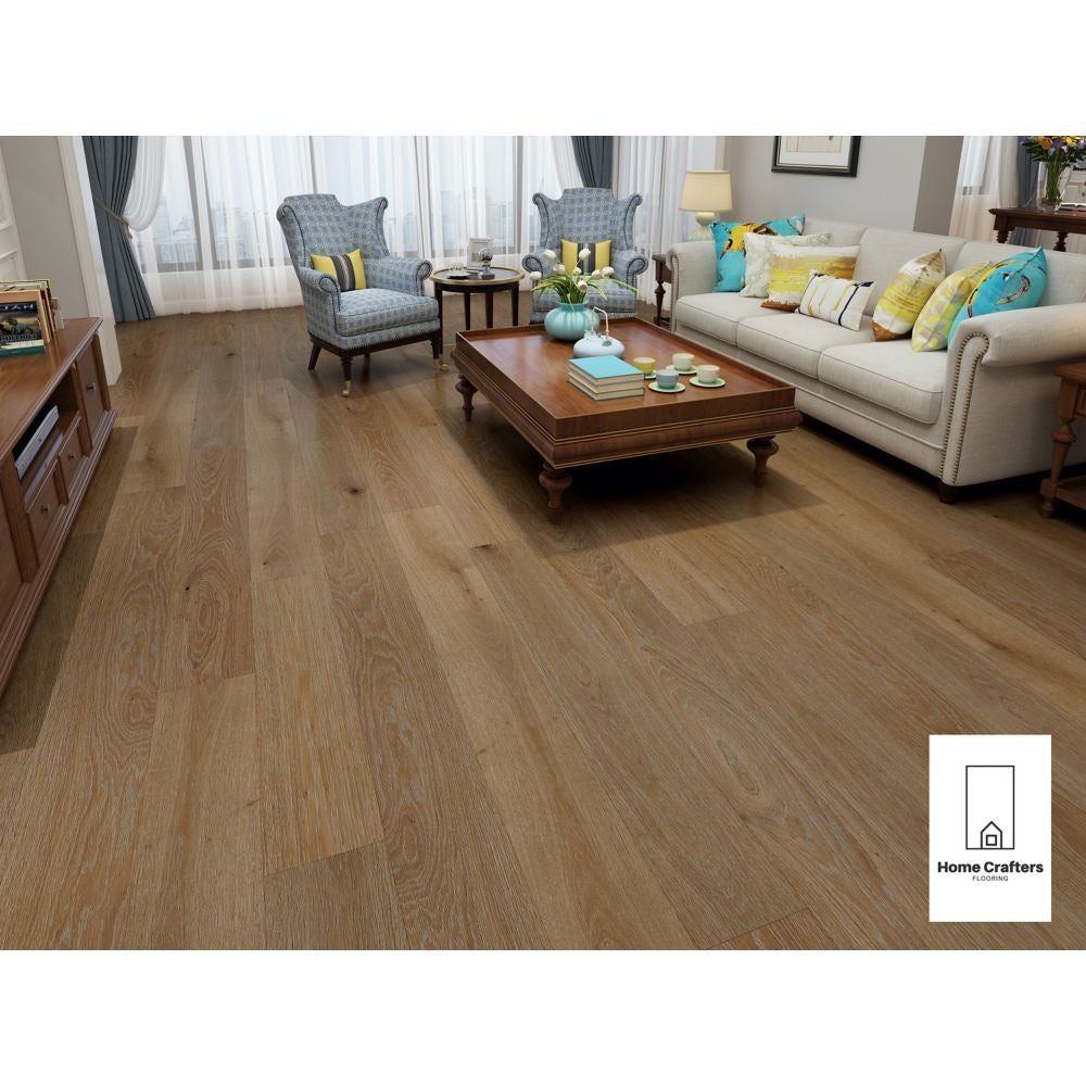Plancher, bois d'ingénierie, 3/4 x 8 1/2 po, Chêne blanc caramel écossais ambré (20,84 pi2/boîte)