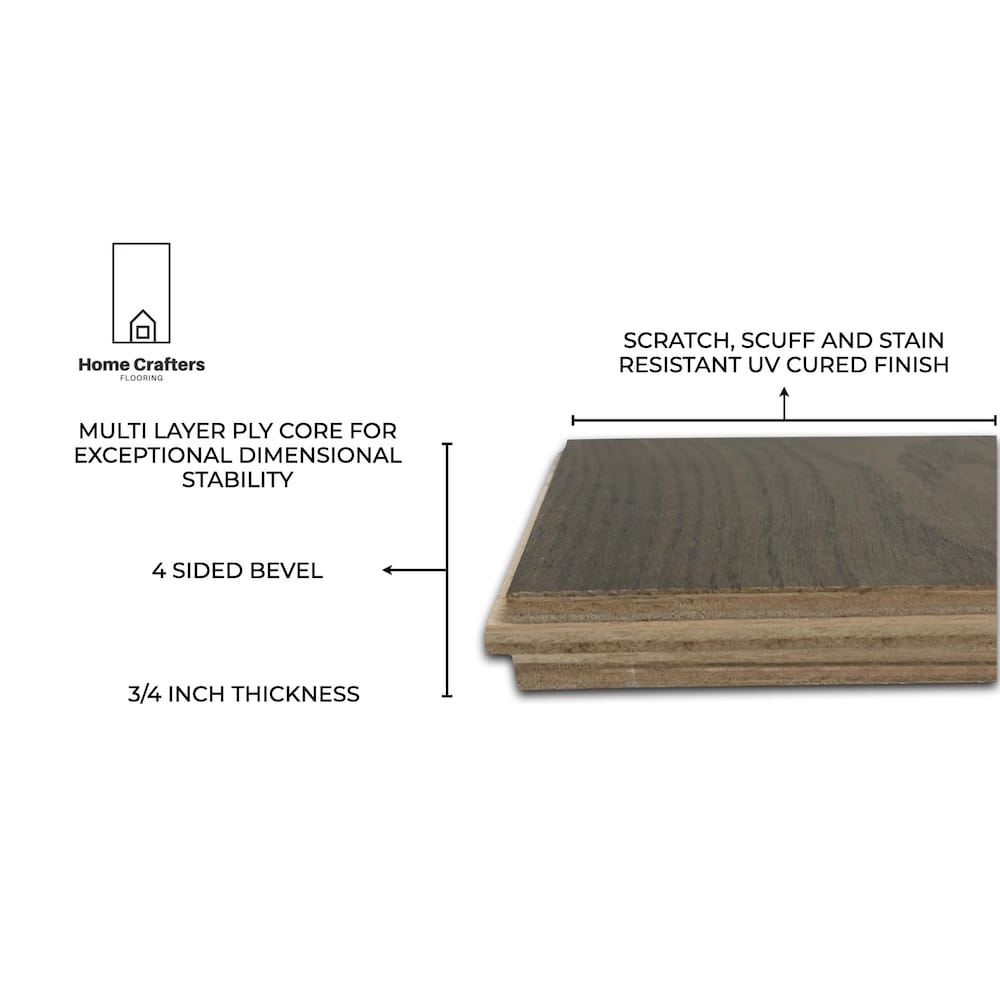 Plancher, bois d'ingénierie, 3/4 x 8 1/2 po, Chêne blanc Tiramisu (20,84 pi2/boîte)