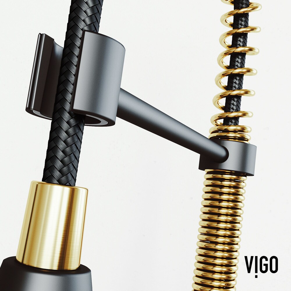 Brant Single-Handle Pull-Down Sprayer Kitchen Faucet with Soap Dispenser in Matte Brushed Gold&Matte Black