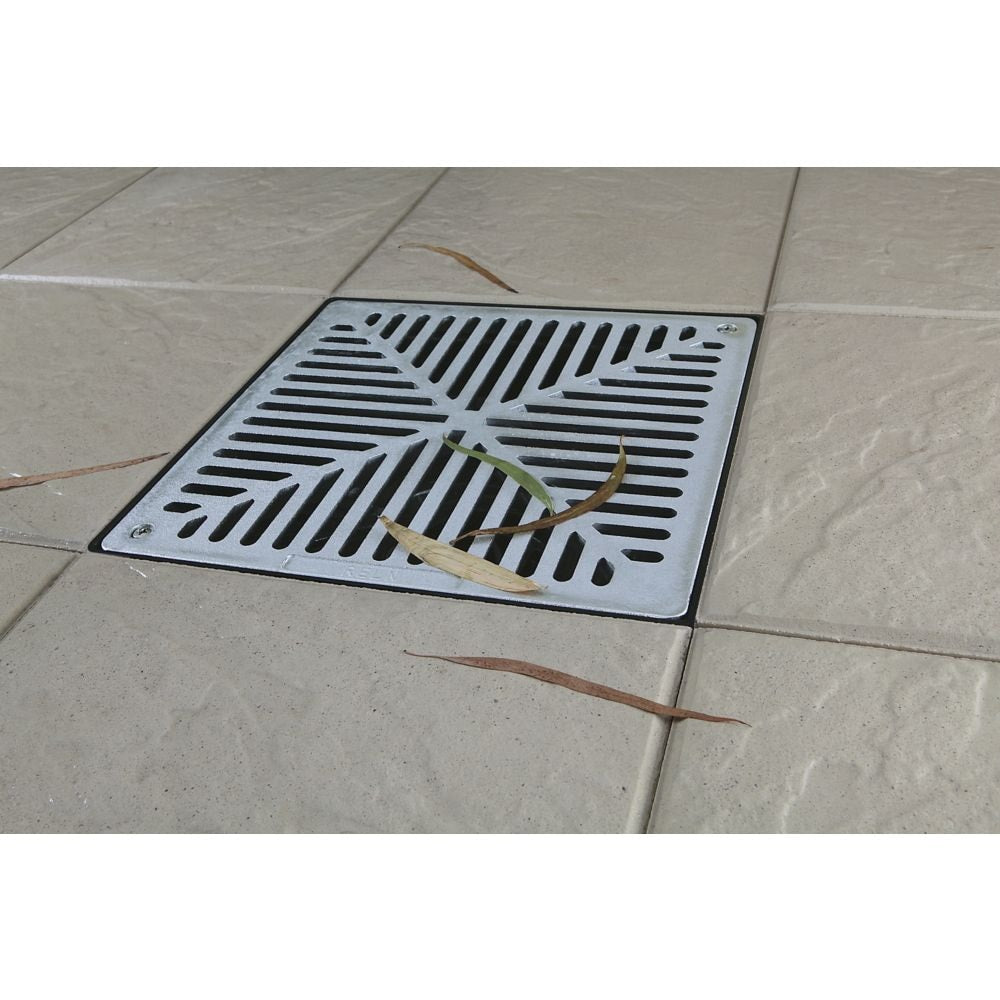 Bassin collecteur de drainage carré à profil bas de 12 po avec grille en aluminium