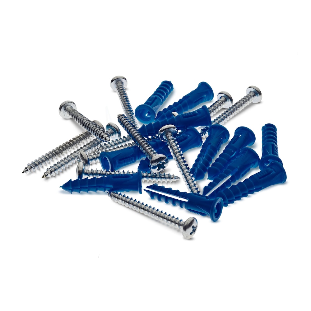 12 Steel Screws & 12 Plastic Wall Anchors for Mounting Steel Pegboard System